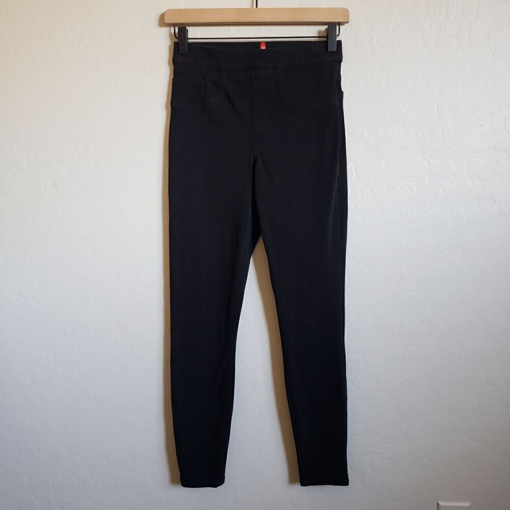 Spanx Jean-ish Ankle Leggings Tummy Shaping Soft Knit 20018R Black Sz Women's XS